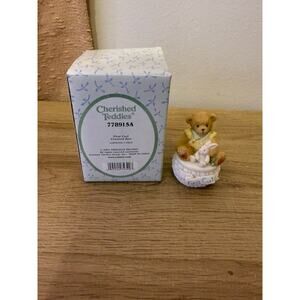 New in Box Cherished Teddies First Curl Covered Box Figurine
